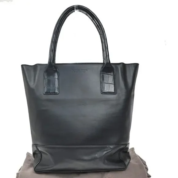 Bottega Veneta Leather Open Tote Black - Picture 1 of 6